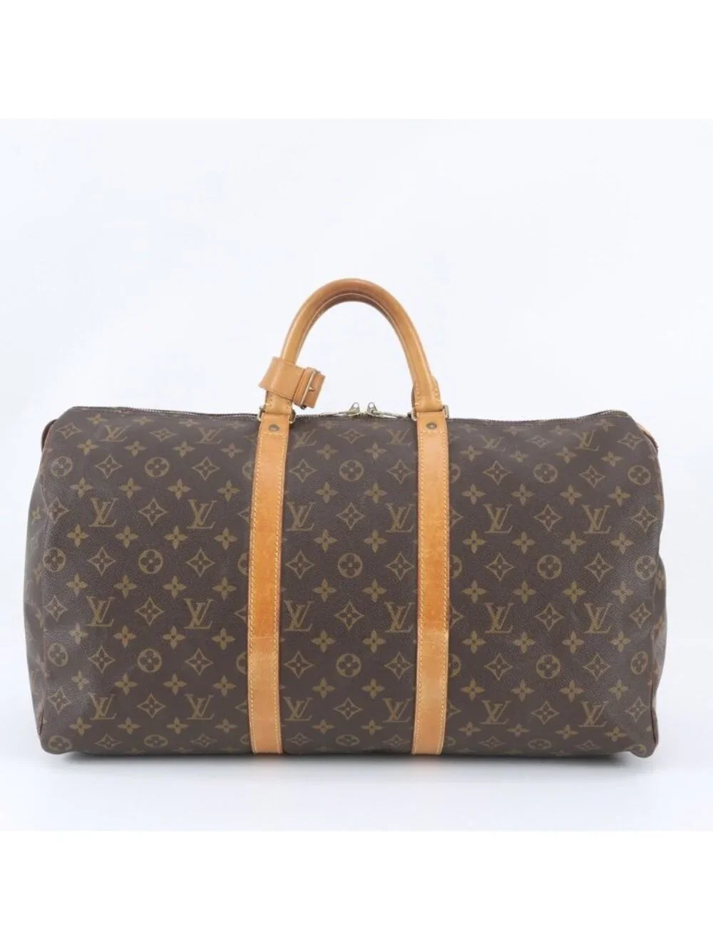 Louis Vuitton Monogram Keepall 50 Leather Boston Bag Tote Carry